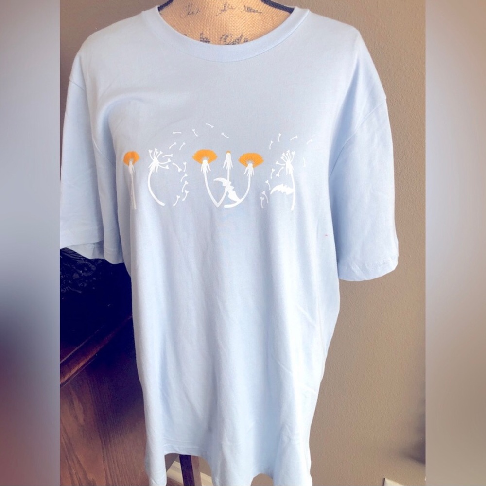 Women’s Powder Baby Blue "IOWA Dandelions" Short Sleeve T-shirt (unisex size XL